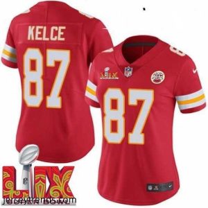 Captivating Kansas City Chiefs Travis Kelce #87 Red 2025 Super Bowl LIX F.U.S.E Stitched Jersey