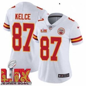 Radiant Kansas City Chiefs Travis Kelce #87 White 2025 Super Bowl LIX F.U.S.E Stitched Jersey