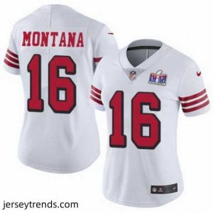 Exquisite NFL San Francisco 49ers 16 Joe Montana White Throwback Vapor Untouchable Limited Stitched 2024 Super Bowl LVIII Jersey