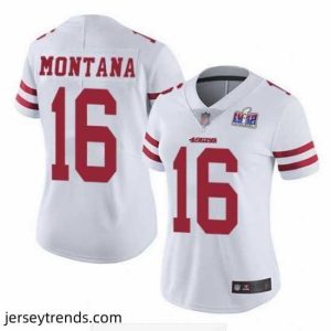 Exquisite NFL San Francisco 49ers 16 Joe Montana White Vapor Untouchable Limited Stitched 2024 Super Bowl LVIII Jersey