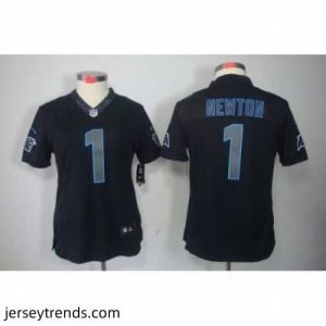 Radiant Nike Carolina Panthers 1# Newton Black Jerseys[Impact Limited]