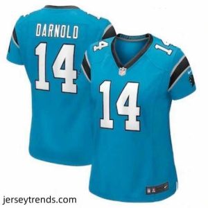 Striking Nike Carolina Panthers 14 Sam Darnold Blue Vapor Limited Jersey