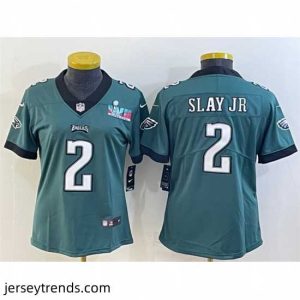 Exquisite Philadelphia Eagles 2 Darius Slay Jr  Green Super Bowl LVII PatchVapor Untouchable Limited Stitched Football Jersey