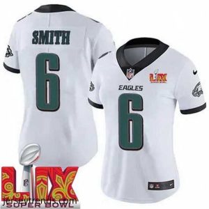 Radiant Philadelphia Eagles DeVonta Smith #6 White 2025 Super Bowl LIX F.U.S.E Stitched NFL Jersey