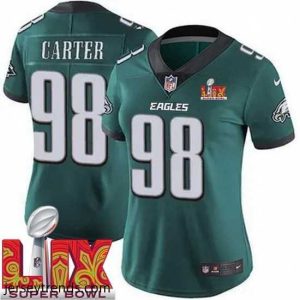 Enchanting Philadelphia Eagles Jalen Carter #98 Green 2025 Super Bowl LIX F.U.S.E Stitched NFL Jersey