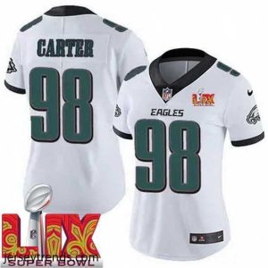 Magnificent Philadelphia Eagles Jalen Carter #98 White 2025 Super Bowl LIX F.U.S.E Stitched NFL Jersey