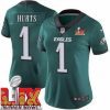 Radiant Philadelphia Eagles Jalen Hurts #1 Green 2025 Super Bowl LIX F.U.S.E Stitched NFL Jersey