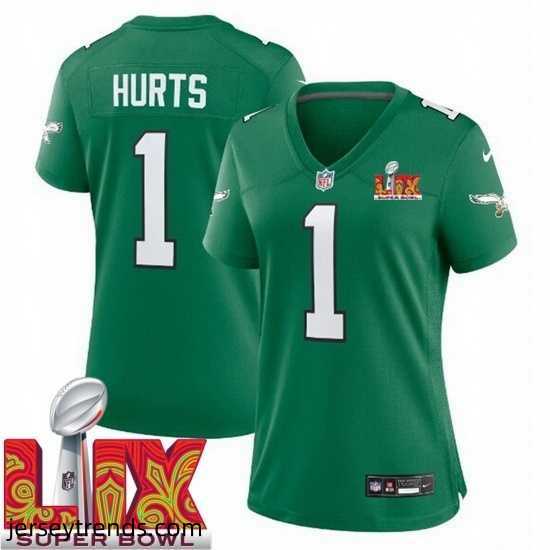 Women-Philadelphia-Eagles-Jalen-Hurts-1-Kelly-Green-2024-2025-Super-Bowl-LIX-F-U-S-E-Stitched-NFL-Jersey-888511_23971_550X550