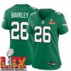 Brilliant Philadelphia Eagles Saquon Barkley #26 Kelly Green 2025 Super Bowl LIX F.U.S.E Stitched NFL Jersey
