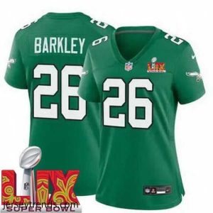 Brilliant Philadelphia Eagles Saquon Barkley #26 Kelly Green 2025 Super Bowl LIX F.U.S.E Stitched NFL Jersey