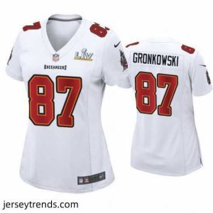 Striking Rob Gronkowski Buccaneers White Super Bowl Lv Game Fashion Jersey