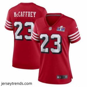 Radiant San Francisco 49ers 23 Christian McCaffrey New Red 2023 F.U.S.E  Vapor Untouchable Limited Stitched Football 2024 Super Bowl LVIII Jersey