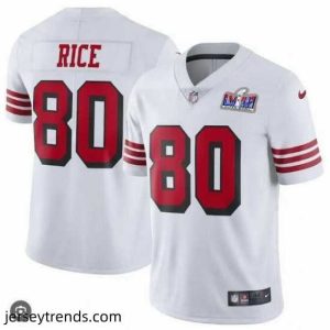 Radiant San Francisco 49ers 80 Jerry Rice White Throwback Vapor Untouchable Stitched Football 2024 Super Bowl LVIII Jersey