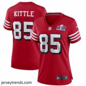 Striking San Francisco 49ers 85 George Kittle New Red 2023 F.U.S.E  Vapor Untouchable Limited Stitched Football 2024 Super Bowl LVIII Jersey