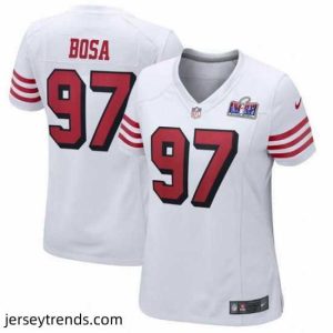 Exquisite San Francisco 49ers 97 Nick Bosa White Throwback 2023 F.U.S.E  Vapor Untouchable Limited Stitched Football 2024 Super Bowl LVIII Jersey