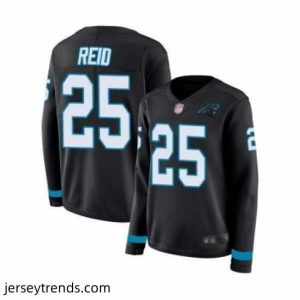 Suave Womens Carolina Panthers 25 Eric Reid Limited Black Therma Long Sleeve Football Jersey