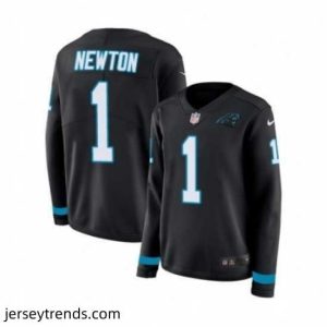 Suave Womens Nike Carolina Panthers 1 Cam Newton Limited Black Therma Long Sleeve NFL Jersey