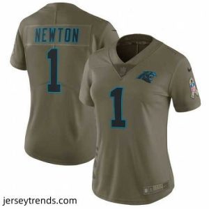 Brilliant Womens Nike Carolina Panthers 1 Cam Newton Limited Olive 2017 Salute to Service NFL Jersey