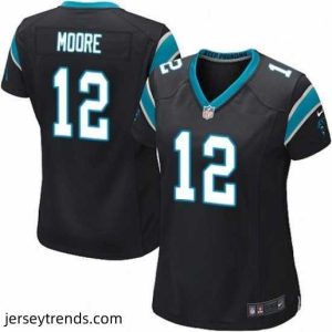 Brilliant Womens Nike Carolina Panthers 12 DJ Moore Game Black Team Color NFL Jersey