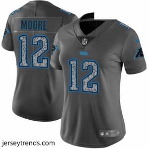 Brilliant Womens Nike Carolina Panthers 12 DJ Moore Gray Static Vapor Untouchable Limited NFL Jersey