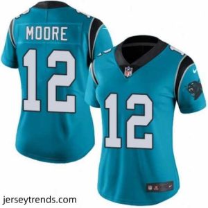 Enchanting Womens Nike Carolina Panthers 12 DJ Moore Limited Blue Rush Vapor Untouchable NFL Jersey