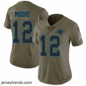 Exquisite Womens Nike Carolina Panthers 12 DJ Moore Limited Olive 2017 Salute to Service NFL Jersey
