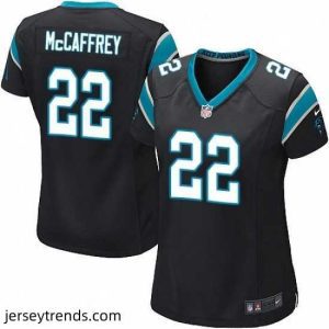 Brilliant Womens Nike Carolina Panthers 22 Christian McCaffrey Game Black Team Color NFL Jersey