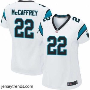 Captivating Womens Nike Carolina Panthers 22 Christian McCaffrey Game White NFL Jersey