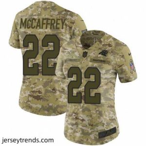 Captivating Womens Nike Carolina Panthers 22 Christian McCaffrey Limited Camo 2018 Salute to Service NFL Jersey