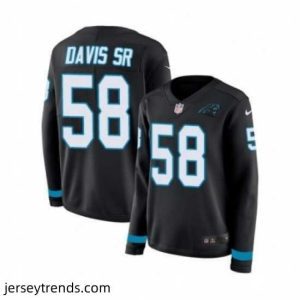 Magnificent Womens Nike Carolina Panthers 58 Thomas Davis Limited Black Therma Long Sleeve NFL Jersey