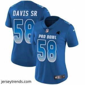 Radiant Womens Nike Carolina Panthers 58 Thomas Davis Limited Royal Blue 2018 Pro Bowl NFL Jersey