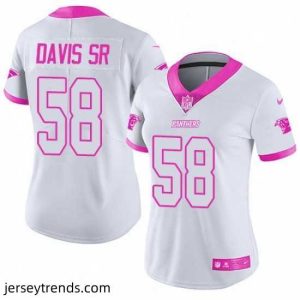 Magnificent Womens Nike Carolina Panthers 58 Thomas Davis Limited WhitePink Rush Fashion NFL Jersey