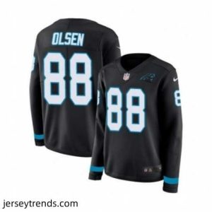 Brilliant Womens Nike Carolina Panthers 88 Greg Olsen Limited Black Therma Long Sleeve NFL Jersey