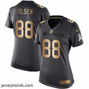 Brilliant Womens Nike Carolina Panthers 88 Greg Olsen Limited BlackGold Salute to Service NFL Jersey