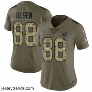 Enchanting Womens Nike Carolina Panthers 88 Greg Olsen Limited OliveCamo 2017 Salute to Service NFL Jersey