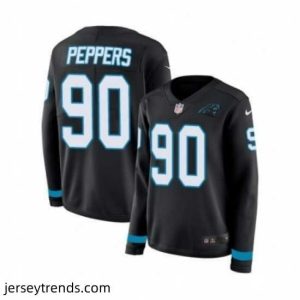 Brilliant Womens Nike Carolina Panthers 90 Julius Peppers Limited Black Therma Long Sleeve NFL Jersey