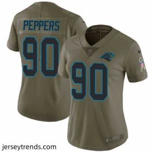Suave Womens Nike Carolina Panthers 90 Julius Peppers Limited Olive 2017 Salute to Service NFL Jersey