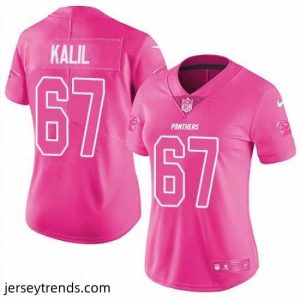 Magnificent Womens Nike Panthers #67 Ryan Kalil Pink  Stitched NFL Limited Rush Fashion Jersey