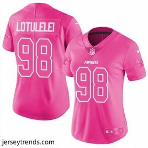 Exquisite Womens Nike Panthers #98 Star Lotulelei Pink  Stitched NFL Limited Rush Fashion Jersey