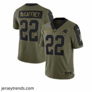 Radiant Carolina Panthers 22 Christian McCaffrey Nike Olive 2021 Salute To Service Limited Player Jersey