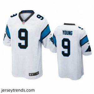 Radiant Carolina Panthers 9 Bryce Young White 2023 Draft Stitched Game Jersey