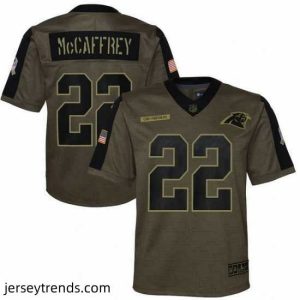Striking Carolina Panthers Christian McCaffrey Nike Olive 2021 Salute To Service Game Jersey