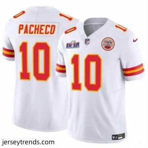 Captivating Kansas City Chiefs 10 Isiah Pacheco White 2023 F.U.S.E  Vapor Untouchable Limited Stitched 2024 Super Bowl LVIII Jersey