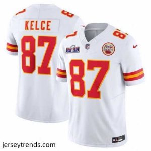 Captivating Kansas City Chiefs 87 Travis Kelce White 2023 F.U.S.E  Vapor Untouchable Limited Stitched 2024 Super Bowl LVIII Jersey