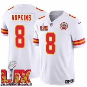 Suave Kansas City Chiefs DeAndre Hopkins #8 White 2025 Super Bowl LIX F.U.S.E Stitched Jersey