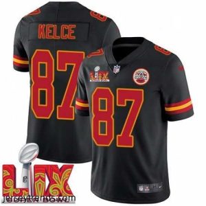Enchanting Kansas City Chiefs Travis Kelce #87 Black 2025 Super Bowl LIX F.U.S.E Stitched Jersey