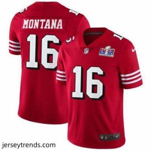Exquisite NFL San Francisco 49ers 16 Joe Montana Red Vapor Untouchable Limited Stitched 2024 Super Bowl LVIII Jersey