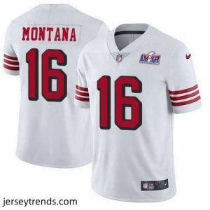 Enchanting NFL San Francisco 49ers 16 Joe Montana White Throwback Vapor Untouchable Limited Stitched 2024 Super Bowl LVIII Jersey