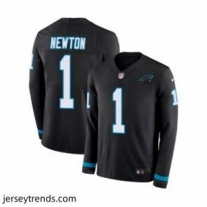 Captivating Nike Carolina Panthers 1 Cam Newton Limited Black Therma Long Sleeve NFL Jersey