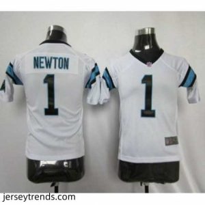 Striking Nike Carolina Panthers #1 Newton white color Jersey